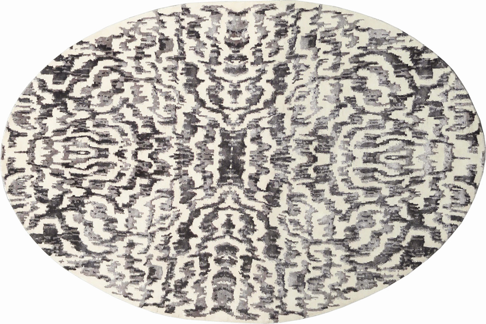 aplat tapis noué main blanc écru gris noir