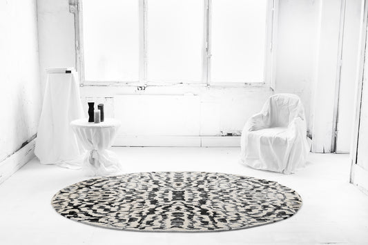 ambiance tapis noué main blanc écru gris noir
