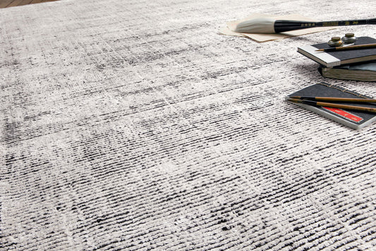 ambiance tapis tissé main noir blanc