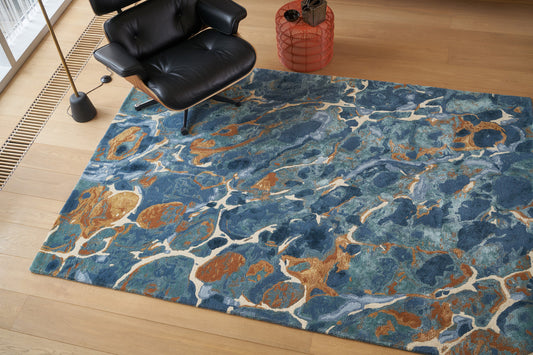Text blue-toned rug