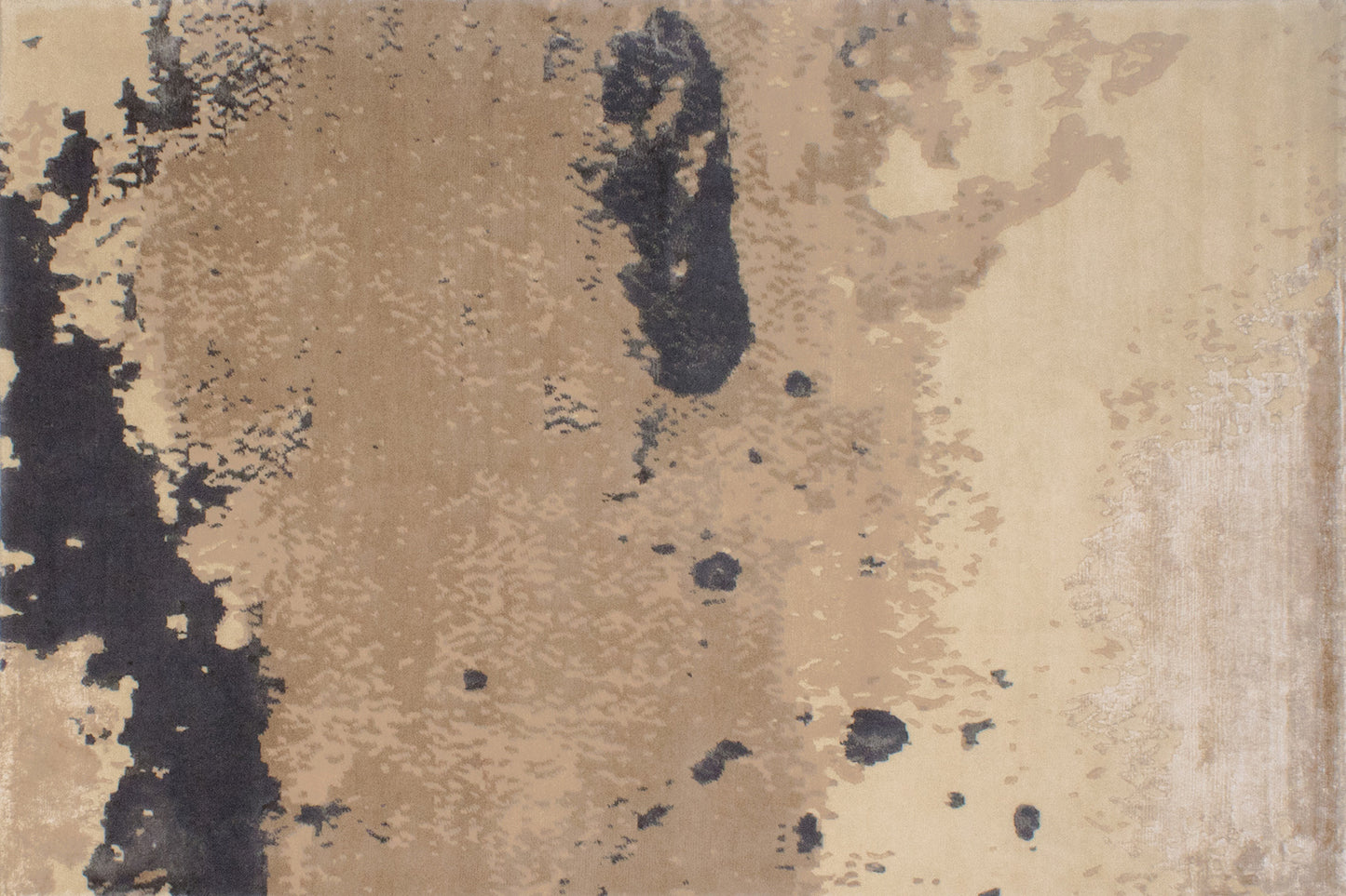 aplat tapis noué main noir écru beige 