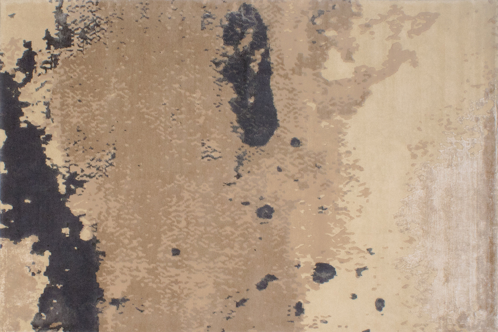 aplat tapis noué main noir écru beige 