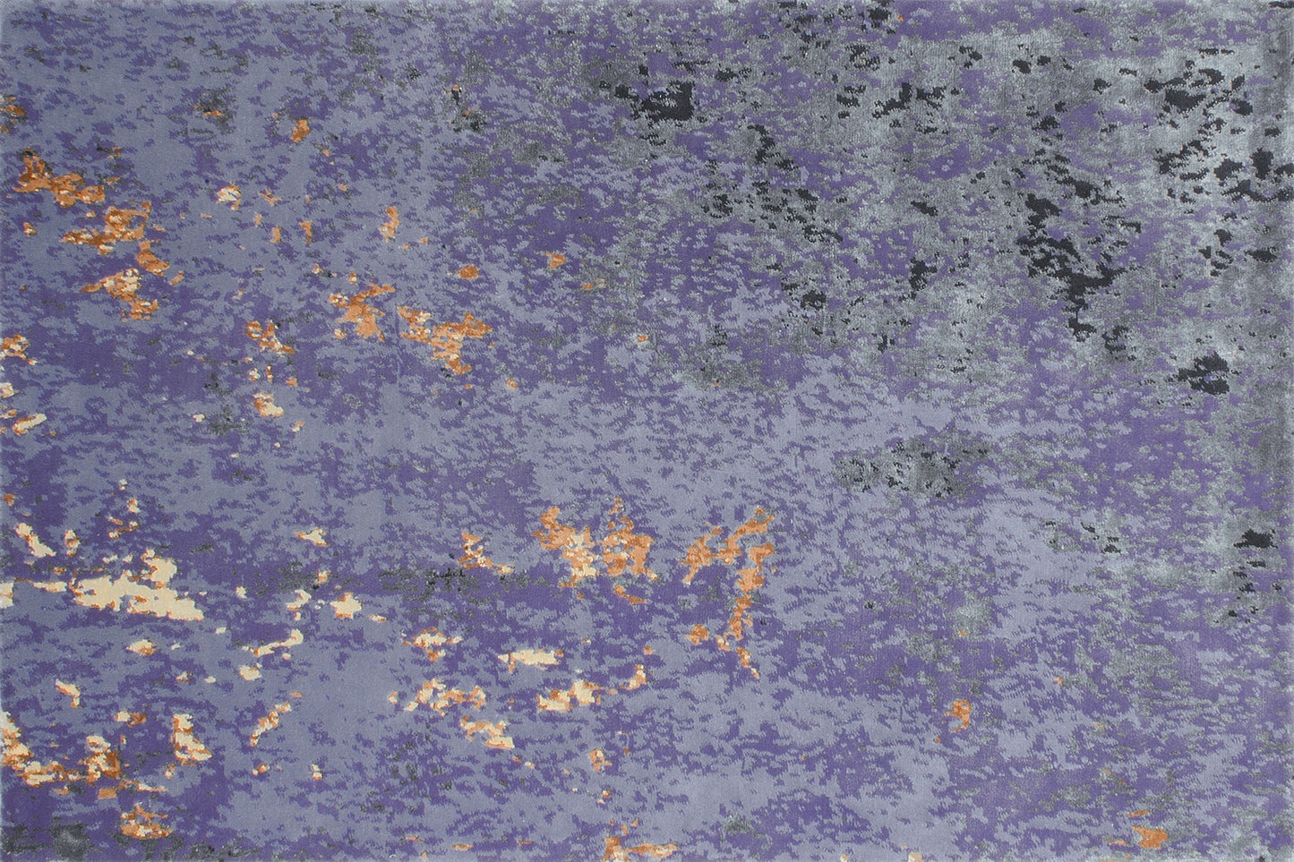aplat tapis noué main violet orange gris