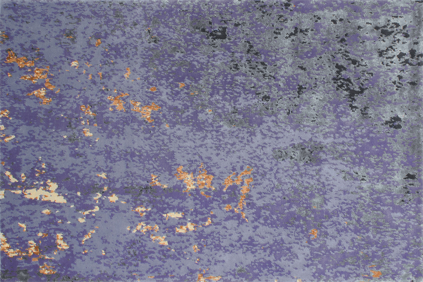aplat tapis noué main violet orange gris